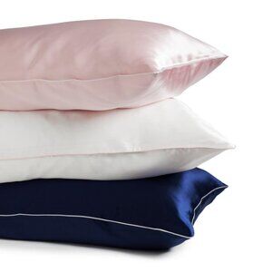 Hill House Home Navy Blue White Sisi Silk Pillowcase Standard Size